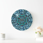 Aqua en Turquoise Lotus Mandala Wall Clock Grote Klok (Huis)