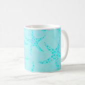 Aqua en Turquoise Starfish Design. Koffiemok (Voorkant rechts)