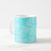 Aqua en Turquoise Starfish Design. Koffiemok (Voorkant links)