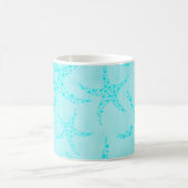 Aqua en Turquoise Starfish Design. Koffiemok (Center)