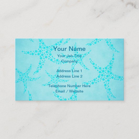 Aqua en Turquoise Starfish Design. Visitekaartje (Voorkant)