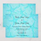 Aqua en Turquoise Starfish Wedding. Kaart (Voorkant / Achterkant)