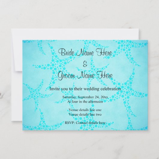 Aqua en Turquoise Starfish Wedding. Kaart (Voorkant)