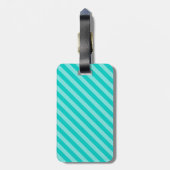 Aqua en Turquoise Stripes Bagagelabel (Achterkant verticaal)