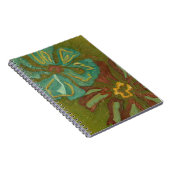 Aqua en verbrand Oranje bloemen op groene achtergr Notitieboek (Rechterzijde)