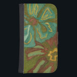 Aqua en verbrand Oranje bloemen op groene achtergr Galaxy S4 Portemonnee Hoesje<br><div class="desc">Zware verfstreken slaan dit stuk af van Chariklia Zarris. Aqua en verbrande oranje bloemen komen op een kalkgroene achtergrond in de buurt. Een geweldig stuk om je te helpen je kunst collectie te beginnen!</div>