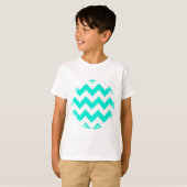 Aqua en White Chevron Pattern T-shirt (Voorkant volledig)