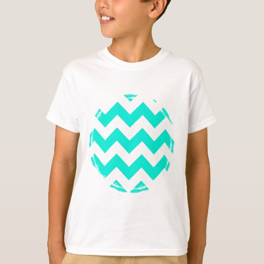 Aqua en White Chevron Pattern T-shirt (Voorkant)