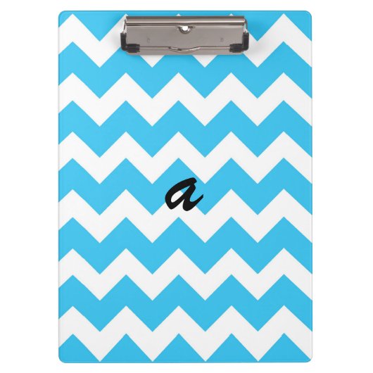 Aqua en White Chevron Stripe Klembord (Voorkant)