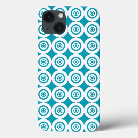 Aqua en White Concentric Circles Patroon Case-Mate iPhone Case (Achterkant)