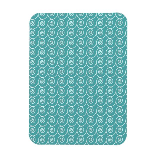 Aqua en White Curlie Cue Pattern Magneet (Verticaal)