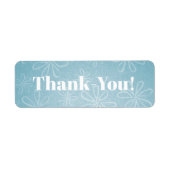 Aqua en White Flowers Dank je. Sticker (Voorkant)