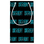 aqua en white Happy verjaardagsontwerp Klein Cadeauzakje (Achterkant)