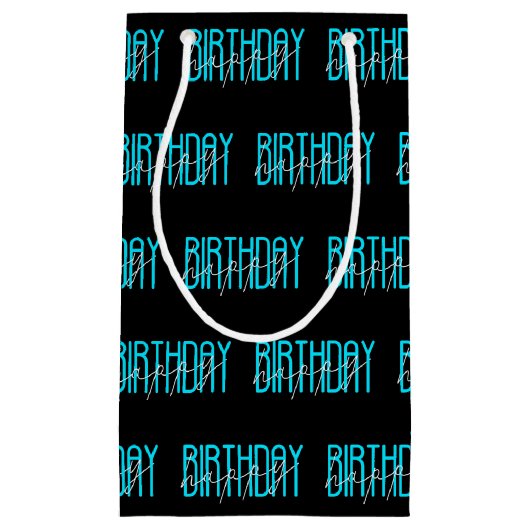 aqua en white Happy verjaardagsontwerp Klein Cadeauzakje (Voorkant)