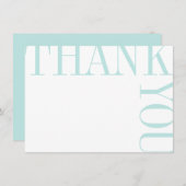 Aqua en White Moderne Grote Tekst Dank u Bedankkaart (Voorkant / Achterkant)