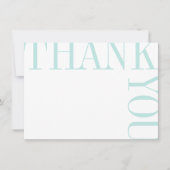 Aqua en White Moderne Grote Tekst Dank u Bedankkaart (Voorkant)