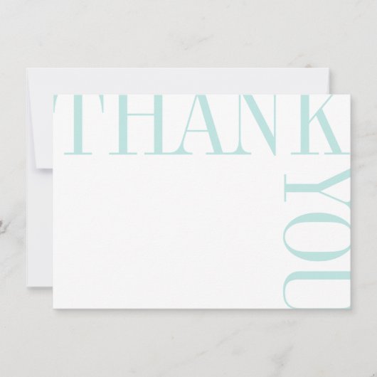 Aqua en White Moderne Grote Tekst Dank u Bedankkaart (Voorkant)