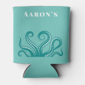 Aqua en White Octopus Tentacles Blikjeskoeler (Voorkant)