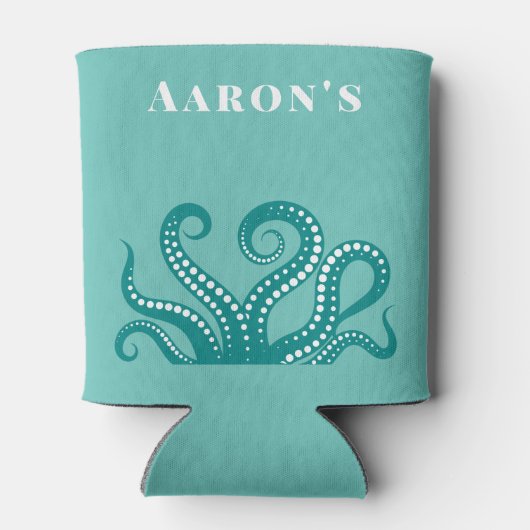 Aqua en White Octopus Tentacles Blikjeskoeler (Achterkant)