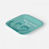 Aqua en White Octopus Tentacles Papieren Bordje (Gebogen)