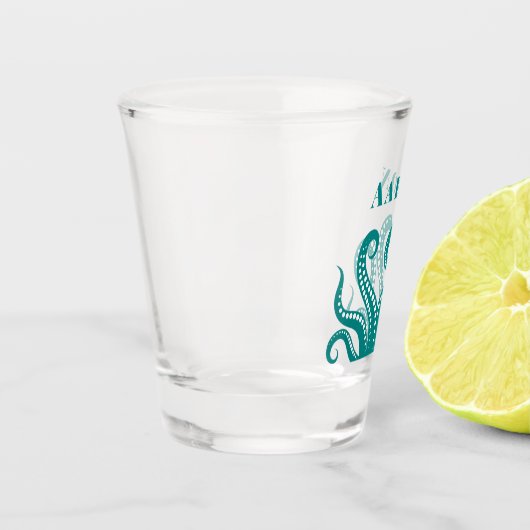 Aqua en White Octopus Tentacles Shot Glas (Links)