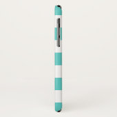 Aqua en White Palm Logo Stripes met naam Case-Mate iPhone Case (Achterkant/links)