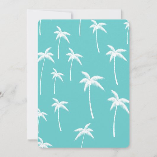 Aqua en White Palm Trees Vrijgezellenfeest Kaart (Achterkant)