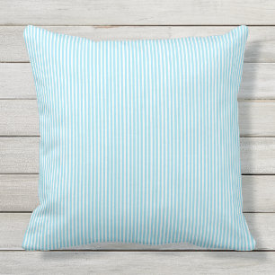 Aqua en White Pin Stripe Outdoor Pillow 20x20 Buitenkussen