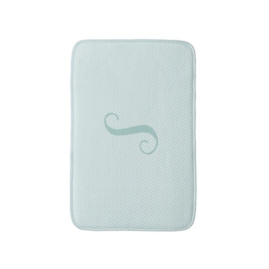Aqua en White Polka Dot Monogrammed Bath Mat (Voorkant Verticaal)