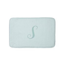 Aqua en White Polka Dot Monogrammed Bath Mat