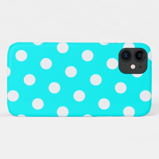 Aqua en White Polka Dot Pattern Case-Mate iPhone Case (Achterkant (horizontaal))