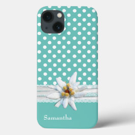 Aqua en White Polka Dots en Edelweiss Case-Mate iPhone Case