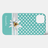 Aqua en White Polka Dots en Edelweiss Case-Mate iPhone Case (Achterkant (horizontaal))