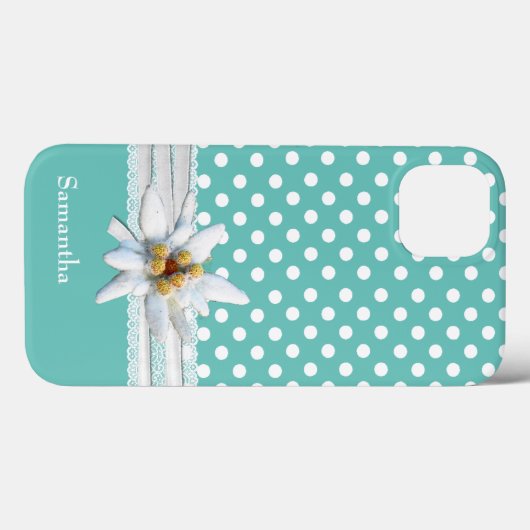 Aqua en White Polka Dots en Edelweiss Case-Mate iPhone Case (Achterkant (horizontaal))