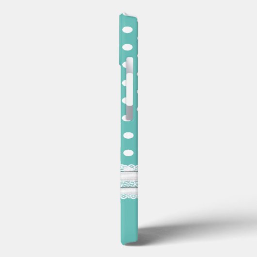 Aqua en White Polka Dots en Edelweiss Case-Mate iPhone Case (Achterkant / Links)