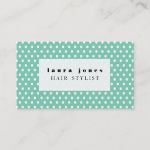 Aqua en White Polka Dots Hair Stylist Sjabloon Visitekaartje