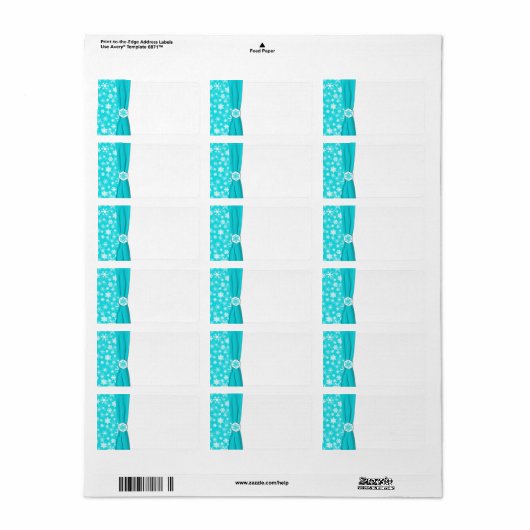 Aqua en White Snowflakes Blank Address Label (Full Sheet)