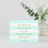 Aqua en White striped "It is Well With My Soul" Briefkaart (Staand voorkant)
