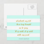 Aqua en White striped "It is Well With My Soul" Briefkaart (Voorkant / Achterkant)