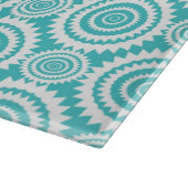 Aqua en wit geometrisch ontwerp patroon snijplank (Hoek)