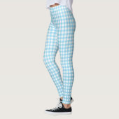 aqua en wit gingham patroon leggings (Links)