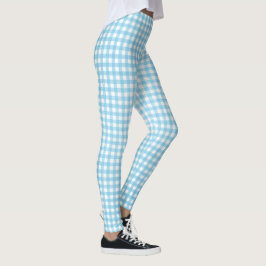 aqua en wit gingham patroon leggings