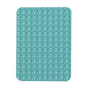 Aqua en wit krullende cue-patroon magneet