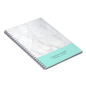 Aqua en wit marmer | Modern gepersonaliseerd Notitieboek (Rechterzijde)