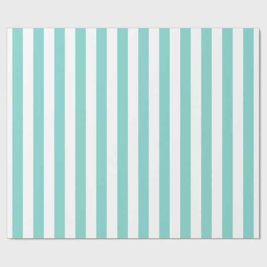 Aqua en Wit XL Stripe Patroon H Cadeaupapier (Vlak)
