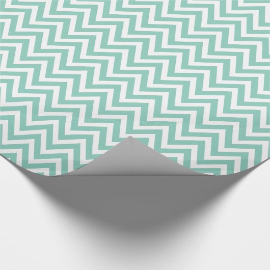 Aqua en witte Chevron Cadeaupapier (Hoek)