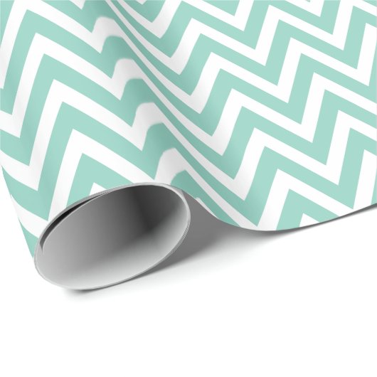 Aqua en witte Chevron Cadeaupapier (Rol Hoek)