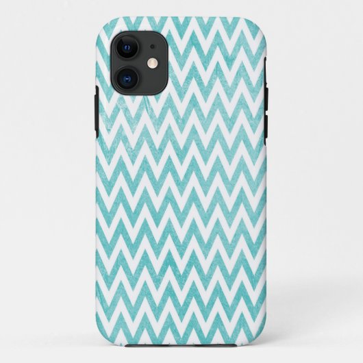 Aqua en witte Chevron Case-Mate iPhone Case (Achterkant)