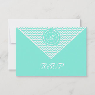 Aqua en witte Chevron RSVP Kaartje
