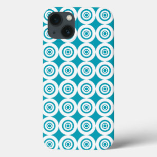 Aqua en witte concentrische cirkels patroon Case-Mate iPhone case